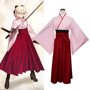 Osud Grand Aby Sakura Saber Okita Všeobecné Cos Oblečenie Prášok Kimono Cosplay Kostým Anime Hry Vykonávať Žena Cosplay Sady