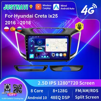 JUSTNAVI QT10 4G Pre Hyundai Creta ix25 2016 - 2018 Android 10.0 autorádia IPS Dotykový Displej Multimediálneho Prehrávača GPS NAVI Zozadu