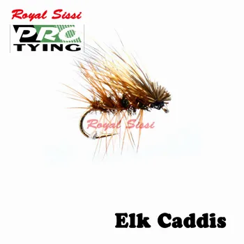 Royal Sissi PRO VIAZANIE 6pcs/box 14#Elk Caddis muchy elk jeleň vlasy suché mušky umelé Hmyzu návnadu fly rybárske pstruh muchy