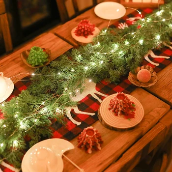 1.8 M Vianočný Veniec Umelý Borovica Smrek Cedar Veniec Zelená Rastlina, Vianočné Dekorácie Zimné Party Dekorácie vína