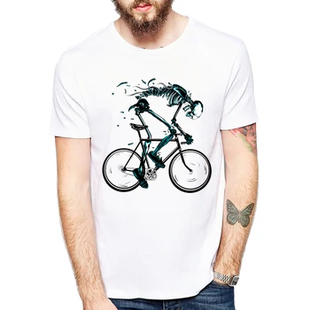 Kaus Pria Sepeda Bekas Pakai Kaus Seni Bersepeda Kreatif Lengan Pendek Sepeda Tengkorak Modis Kaus Atasan Streetwear