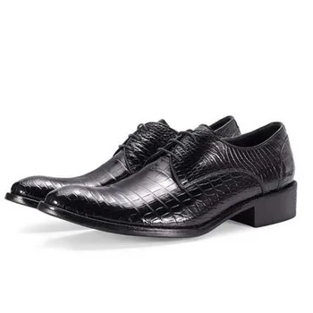 piliyuan nový krokodílej špicaté Kožené mužov šaty topánky muž priedušná príručka podnikania muž black mužov formálne topánky
