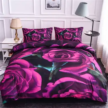 ZEIMON Luxusný 2/3ks posteľná bielizeň Nastaviť Mäkké bytového Textilu Rose 3D Vytlačené Polyester Perinu Nastaviť Kráľovná Kráľ Twin Veľkosť