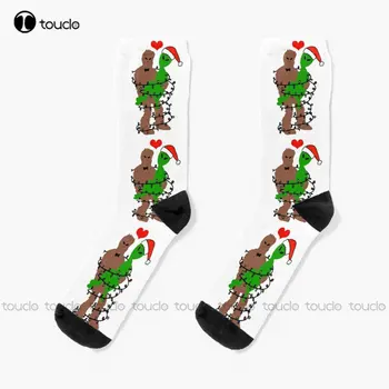 Bigfoot Cudzie Vianoce Lásky Ponožky Cvičenie Ponožky Mužov Osobné Vlastné Unisex Dospelých Dospievajúcu Mládež Ponožky 360° Digitálna Tlač