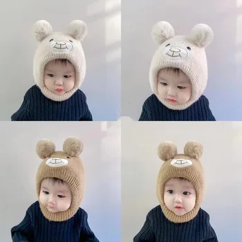 Babyhat jeseň a v zime roztomilý super roztomilý detský klobúk chlapcov a dievčatá, detské pletené klobúk ochranu sluchu pre dojčatá a batoľatá