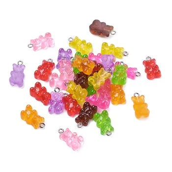 32pcs/set Mix Farieb Gummy Mini Medveď Charms Priesvitnej Živice Prívesky pre Náhrdelník Náramok, Náušnice, Takže DIY Šperky Zistenia
