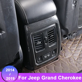 Carbon Fiber Zadné Operadlo Konzoly Otvor Kryt Zásuvky Trim na Jeep Grand Cherokee 2014 2015 2016 2017 2018 2019 2020 Accessorie