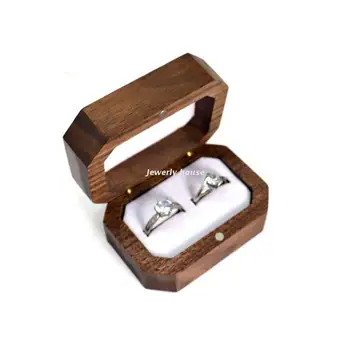 Rustikálny snubný Prsteň Box Držiteľ Drevené Svadobné Návrh Zapojenia Výročie LXAE