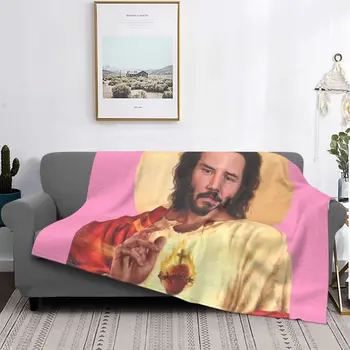 Svätý Keanu Reeves Spasiteľa Prikrývky Teplý Flanel Meme Ježiš Ján Knot Hodiť Deka pre Lôžkoviny Gauči prehoz cez posteľ Koberec Kus
