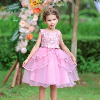 Princezná, Baby, Deti, Dievčatá, Elegantný Kvetinové Výšivky Strany Tutu Šaty Deti Vrstvený Svadobný Večer Dievča Oblečenie 2 8 10 Rokov