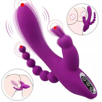 3 V 1 Dildo Králik Vibrátory Pre Ženy Masáž Klitorisu Análne Korálky Sexuálne Hračky Pre Dospelých G-Spot Stimuláciu Ženských Masturbator