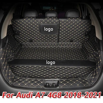 Kožené Kufri Rohože Pre Audi A7 4G8 2018 2019 2020 2021 batožinového priestoru Boot Mat Líniové Pad Cargo podložku Koberec Q7 Quattro Zvyškový Náklad Linkovej
