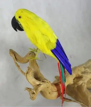 plastové pena& umelé perie vtákov, žltá perie papagáj model o 30 cm vták,záhradné dekorácie w0553