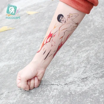 Rocooart Čínske Kungfu Tetovanie Nálepky Päsť Falošné Tetovanie Body Art Nepremokavé Dočasné Taty Arabčina Tatouage Anglické Slová Tatuaje