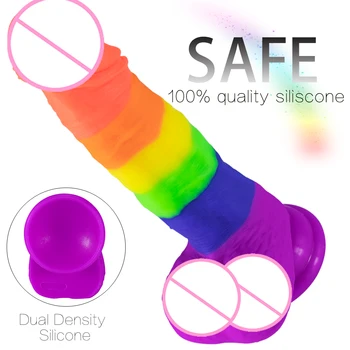Super Realistický Silikónové Rainbow Dildo Obrovský Análny Penis Godeho Prísavky Sextoys Ženská Masturbácia Faloimitator Produkty Dick