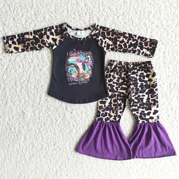 Nový Príchod Dlhý Rukáv Cartoon Oblečenie Baby Dievčatá Módne Leopard Tlač Hore A Šitie Beller Nohavice, Oblečenie Set Sa Na Jeseň