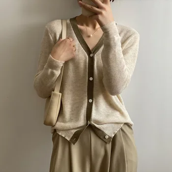 Obrix Žena Bežné Svetlo Cardigan Sladké Pohodlný Kórejský Štýl Tvaru Celý Rukáv Streetwear Oblečenie Pre Ženy