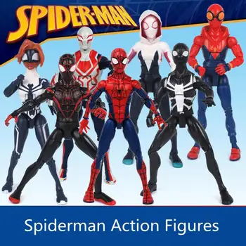 18 cm Spider-man 7 Druhov Do Spider-verš Km Morales Gwen Stacy Akcie Obrázok Hračka z PVC Zberateľskú Model Hračka Bábika Darček Nové