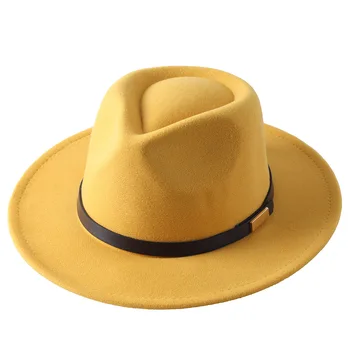 Kvapka vody top fedora klobúk 7 cm okraj zimné klobúk jazz fedora klobúk pre mužov a ženy, jeseň a v zime nový štýl шапка женская
