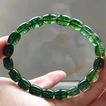 Originálny Prírodný Zelený Turmalín Crystal Clear Barel Korálky Ženy Módny Náramok 9x7mm AAAAA