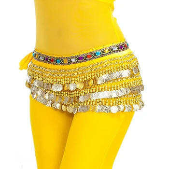 Lacné Dancewear Ženy Praxi Oblečenie Trojuholník Hip Šatku Farebné Drahokamu Nastaviteľné Fit 300 Zlatých Mincí, Brušný Tanec