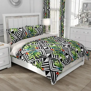 Nordic posteľná bielizeň nastaviť Bielizeň Perinu nastaviť Kráľovná/King Bed Set Prikrývka/Deka Kryty pre domáce čierne a biele geometrie Obliečky