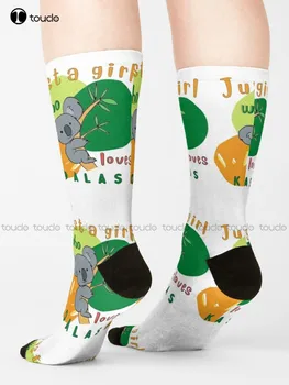 Len Dievča, Ktoré Miluje Koalas Ponožky Novosti Ponožky Osobné Vlastné 360° Digitálna Tlač Darček Harajuku Ulici Skateboard Ponožky
