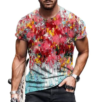 Letné T-Shirt pánske Farebné Graffiti 3D Tlač Abstraktné Bežné Psychedelic Okrúhlym Výstrihom, Krátky Rukáv Street Style Nové Tričko