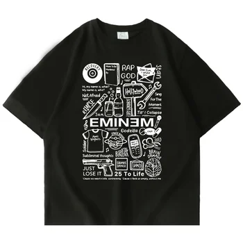 Rapper Eminem Slim Shady T-shirts 2022 Módne Vintage Grafické Tričko Muži Ženy Gotický Nadrozmerné Tee Tričko Hip Hop Streetwear