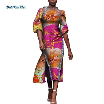 Móda Lady Party/Večerné Šaty Bazin Riche 1/2 Rukáv Elegantné Koleno Dĺžke Šaty Dashiki Africkej Ženy Oblečenie WY8931
