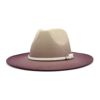 Jeseň mužov vlnená čiapka Zimná tie-dye klobúky tvrdý klobúk Veľké okraj jazz klobúky, dva-farba British klobúky Panama čiapky fedora