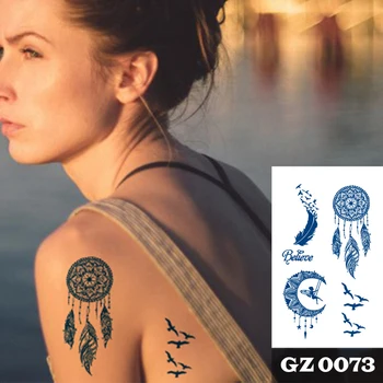 1Pcs Semi Trvalé Vodotesné Dočasné Tetovanie Nálepky ，Pierko Mesiac Rameno Tetovanie Body Art Nálepky