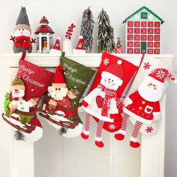 Vianočné Pančuchy Candy Bag Santa Claus Červená Ponožka pre Dovolenku Dekorácie, Krásne Vianoce, Darček Taška Ozdoba na Vianočný Stromček