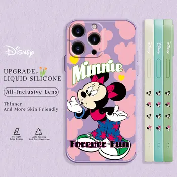 Kvapalné Silikónové puzdro pre iPhone 11 13 12 Pro Max Plné púzdra pre iPhone 14 Pro X XR XS Kryt Minnie Mickey Mouse Navždy Zábava