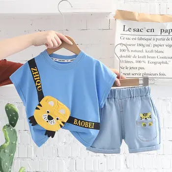 Detské letné Výlet Oblečenie Baby Boy Girl Vytlačené Tiger Vesta Cartoon Šortky 2ks/súpravy Dojčenská Deti Móda Batoľa Tepláková súprava
