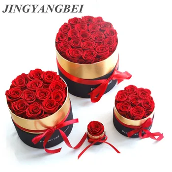 4-6TYP Konzervované Večný Ruže s Box Nový Rok Vianočné, valentínske Darčeky Navždy Večný Rose Svadobné Dekorácie