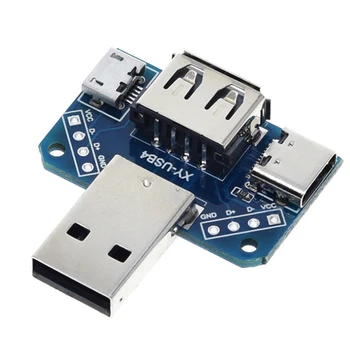 1PCS Typ-C 2.54 mm Micro 4P USB Adaptér Doska Mužov a Žien Konektor Adaptéra XY-USB4 DC 5V -20 ℃ ~ 85 ℃