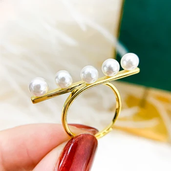 Ženy Ručné DIY Pearl Krúžky Nastavenia Pre 4-6 mm Korálky Šperky Príslušenstvo Komponenty