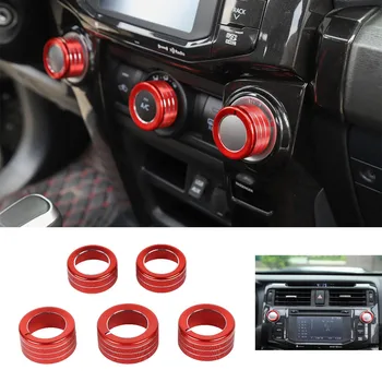 Zliatina hliníka Červená Pre Toyota 4runner 2010+ Audio Klimatizácia Prepínač Gombík Krúžok Rámu Orezania Dekoratívny Kryt Auto Príslušenstvo