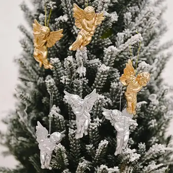 6Pcs Vianočný Stromček Anjeli Prívesok Creative New Gold / Silver Malý Anjel Ozdoby Na Vianočný Motív Strany Dekorácie