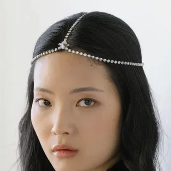 Elegantné Crystal Čelo Reťazca Oválne Kameň hlavový most Vlasy, Šperky pre Ženy, Luxusné Crystal Reťazca Headpiece Svadobné Hlavu Reťazca