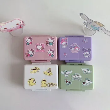 Kawaii Sanrio Pilulku Boxkuromi Cinnamoroll Moje Melódie Anime Organizátor Kontajner Tabletky Prenosné Cestovné Candy Boxtoys pre Dievčatá Darček