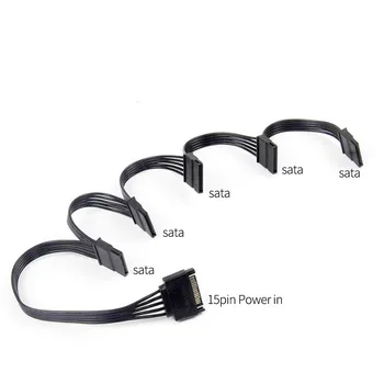 4pin IDE 1 až 5 SATA 15 kolíkový pevný disk power distribútor kábel, ktorý sa používa pre DIY PC rezanie 4pin do 15 kolíkový