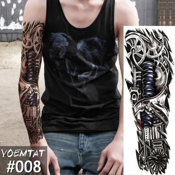 Nový 1 Kus Dočasné Tetovanie Nálepky mechanické Dizajn Plný Kvet Tetovanie s Ramenom Body Art Veľké Veľké Falošné Tetovanie Nálepky