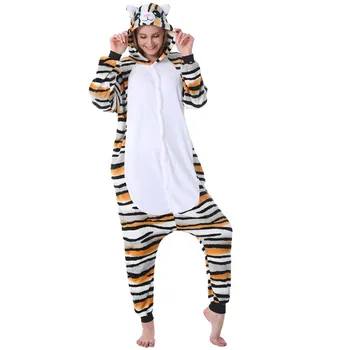 Tiger, Mačka Onesies Zimné Deti Totoro Steh Panda Onesie Deti Anime Kostýmy Dospelých Dievčatá Chlapci Flanelové Sleepwear Pyžamá