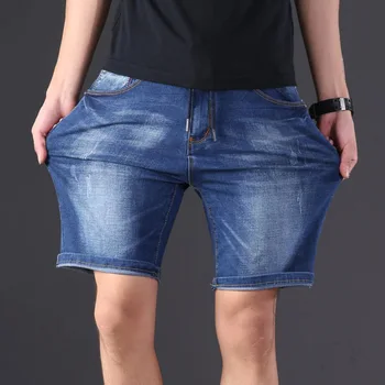 veľkosť pánske denim šortky nadrozmerné pánske elastické pás koleno dĺžke letné voľné šortky mužov plus veľkosť XL 9XL 8XL 7XL 6XL