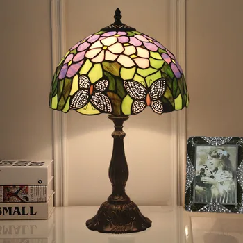 Európskom Štýle Vintage Motýle, Stolové Lampy, Sklenený Stôl Svetlo pre Obývacia Izba, Spálňa, Nočné Štúdia Lampa na Čítanie Domáce Osvetlenie