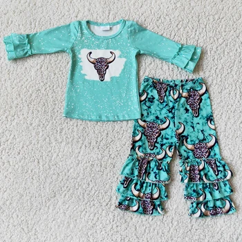 Najpredávanejšie Deti Jeseň Zimné Oblečenie Baby Girl Fashion Leopard Krava Vzor 2Pieces Set S Polevou Prehrabať Hornej A Dlhé Nohavice