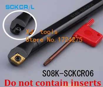 S08K-SCKCR06/S08K-SCKCL06,8mm priemer nudné bar 75 stupňov doľava otočením držiaka nástroja 125 mm dĺžka CCMT060204 karbidu vložiť