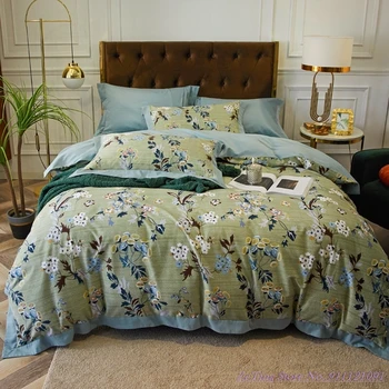 4pcs 1.8 m posteľná bielizeň Nastaviť Americký pastoračnej kvet digitálna tlač 60 svetlo kartáčovaný čistej bavlny jednoduché moderná luxusná prikrývka cover2.0